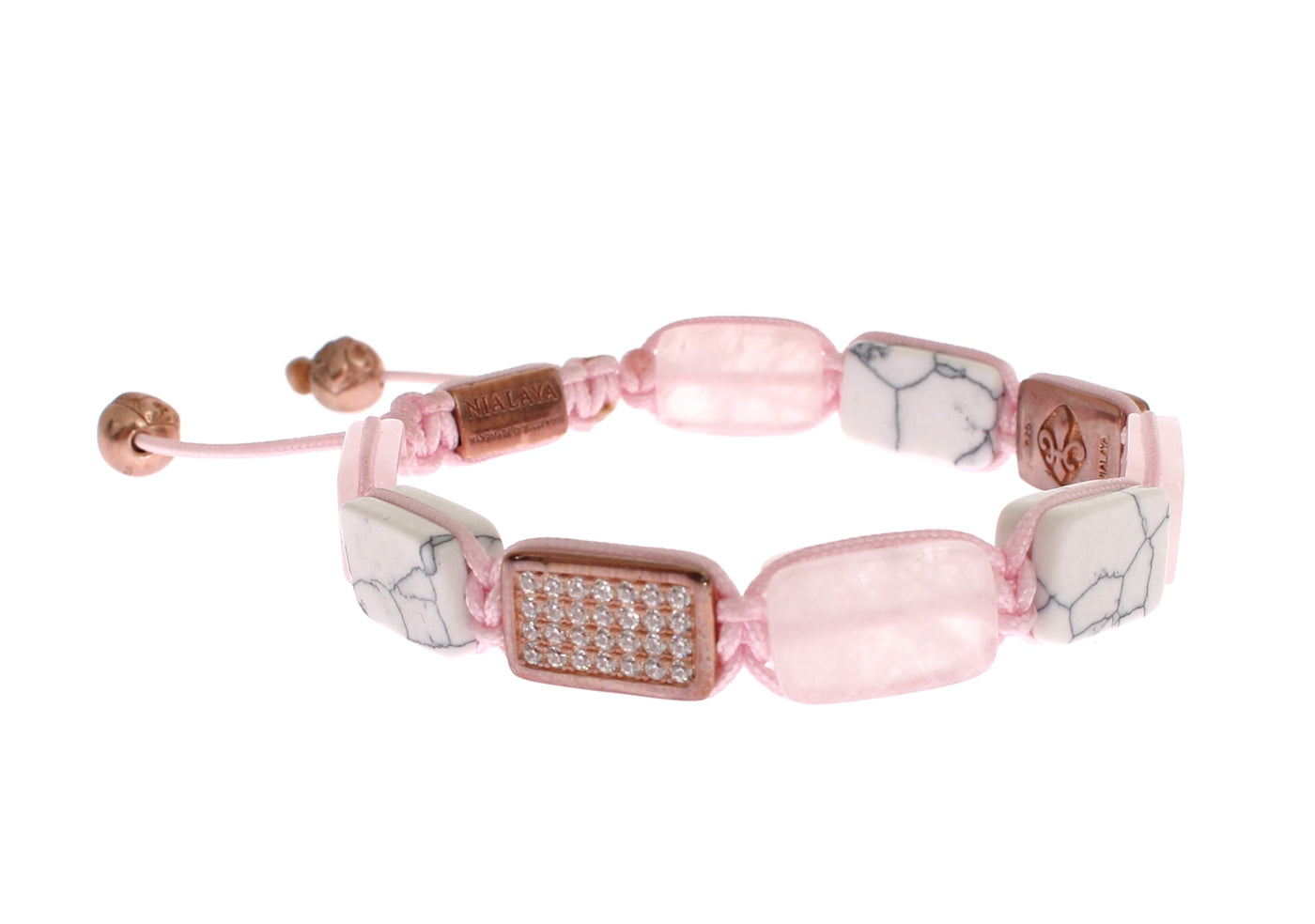 CZ Quartz Howlite Rose Gold 925 Bracelet