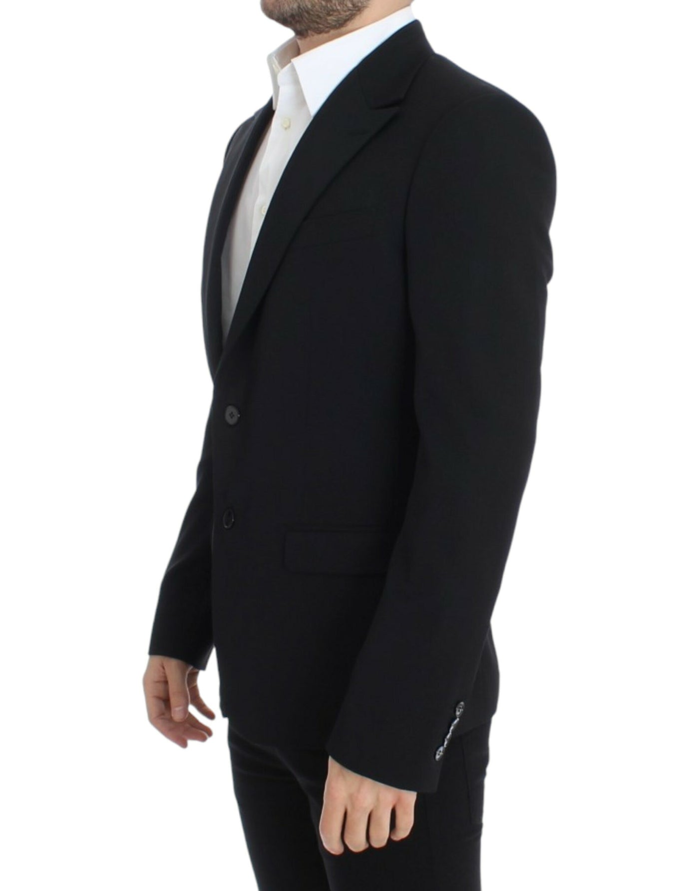 Black wool slim fit blazer