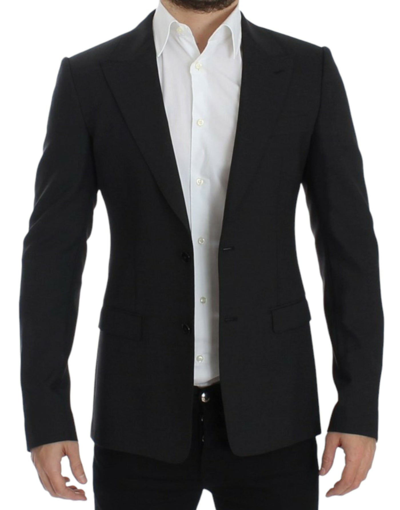 Gray wool slim fit blazer