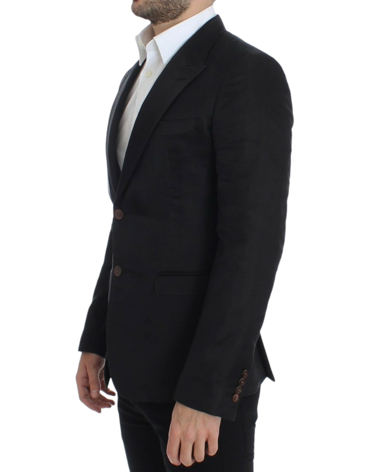 Black silk slim fit blazer