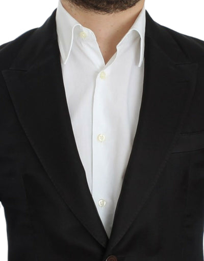 Black silk slim fit blazer