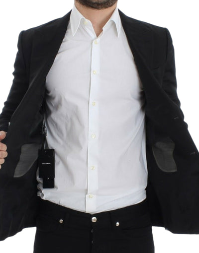 Black silk slim fit blazer