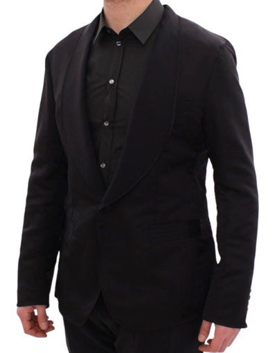 Black silk slim fit blazer