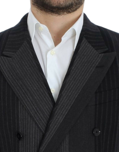 Gray striped wool stretch blazer