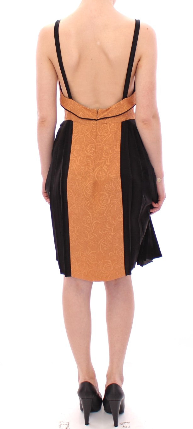 Black Bronze Silk Sleeveless Above Sheath Dress