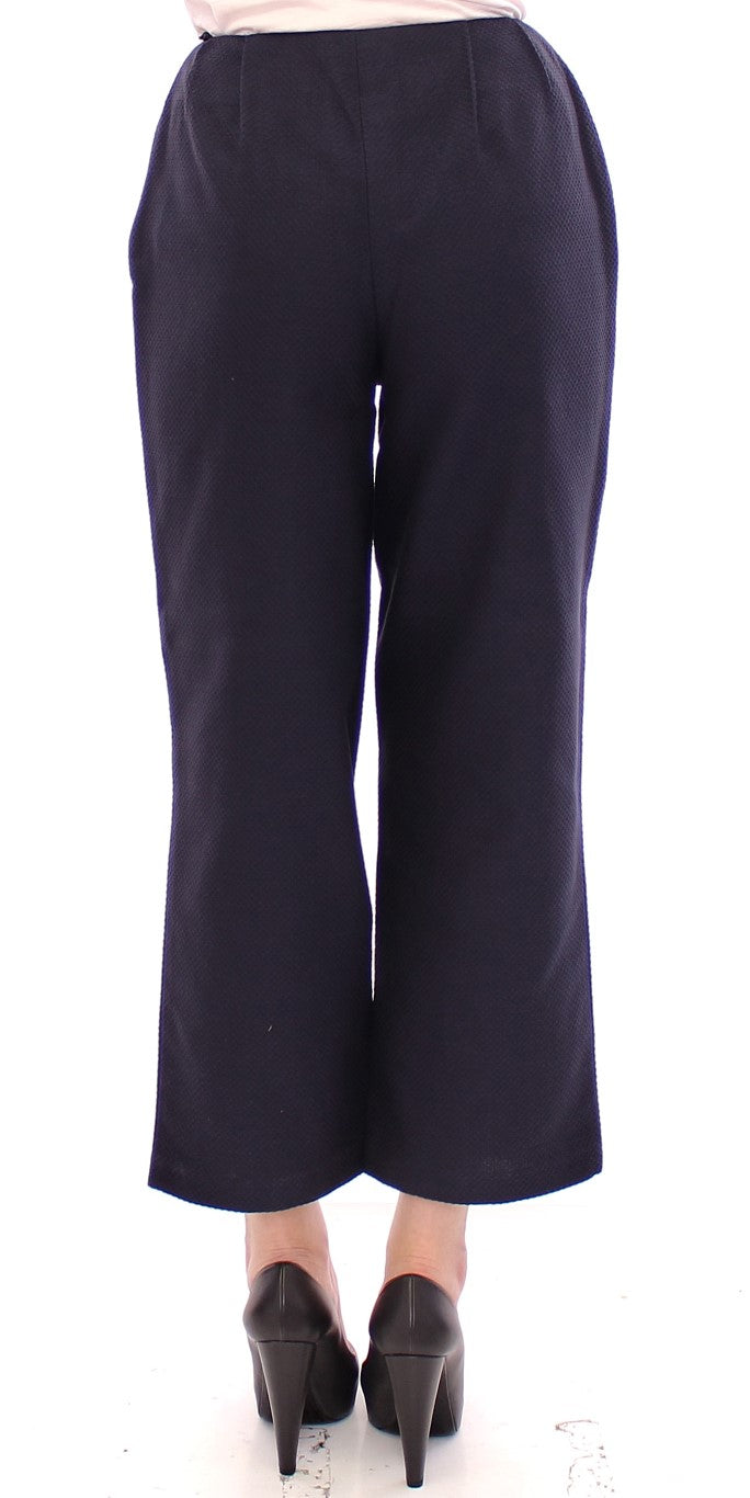 Blue Cropped Cotton Pants