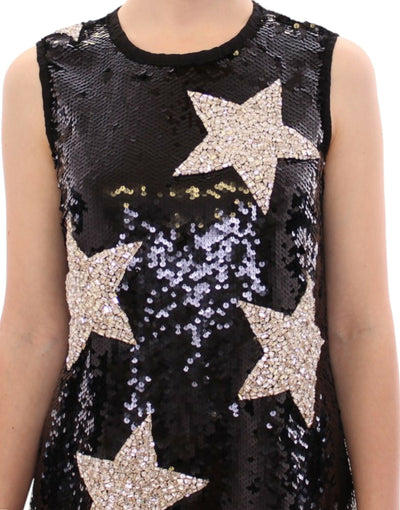 Masterpiece black crystal swarovski stars sheath dress