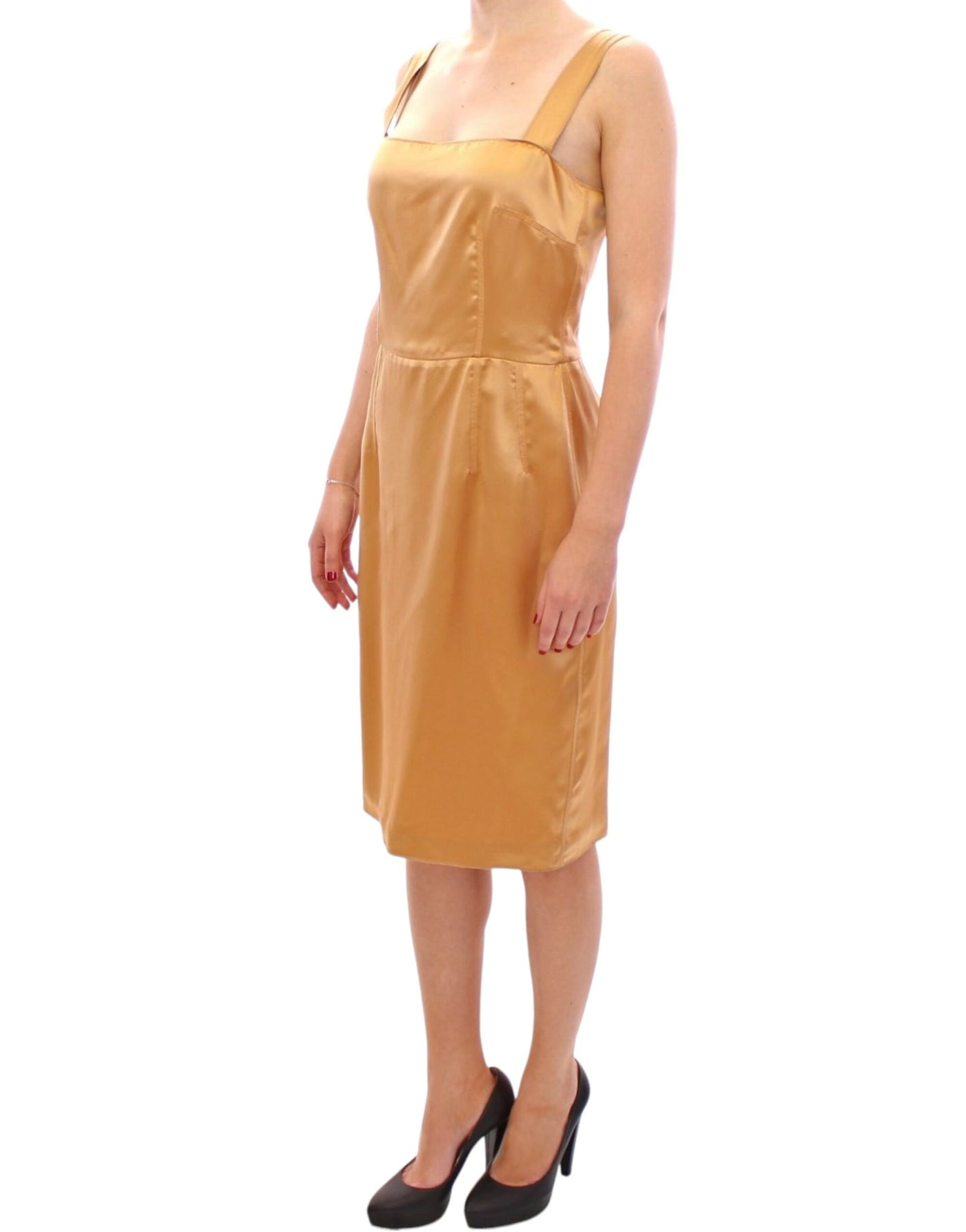 Bronze silk sheath dress