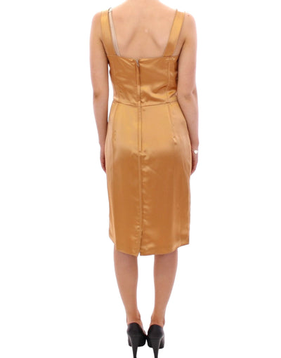 Bronze silk sheath dress