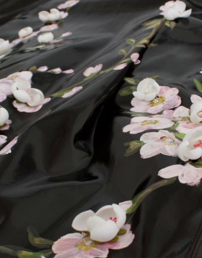 Black patent floral HANDPAINTED dress