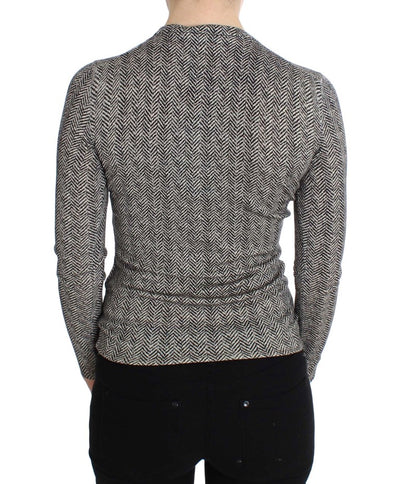 Black White Wool Top Cardigan Sweater