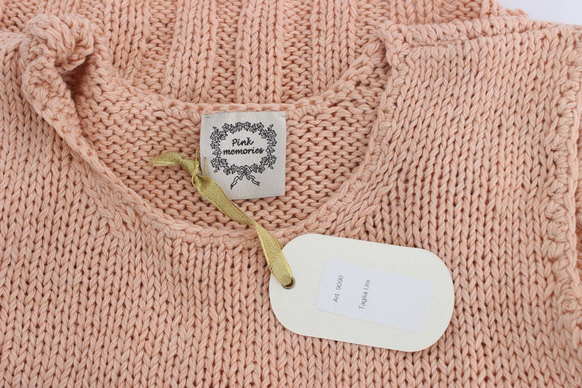 Pink Cotton Blend Knitted Sleeveless Sweater