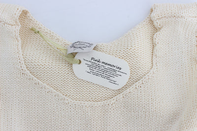 Beige Cotton Blend Knitted Sleeveless Sweater