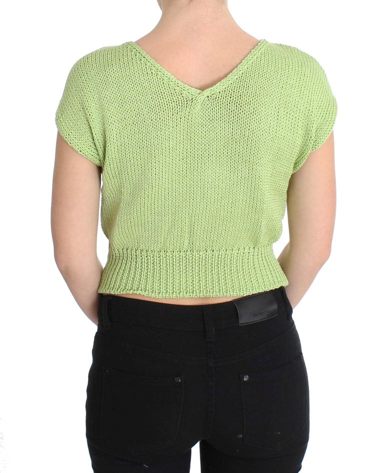 Green Cotton Blend Knitted Sweater