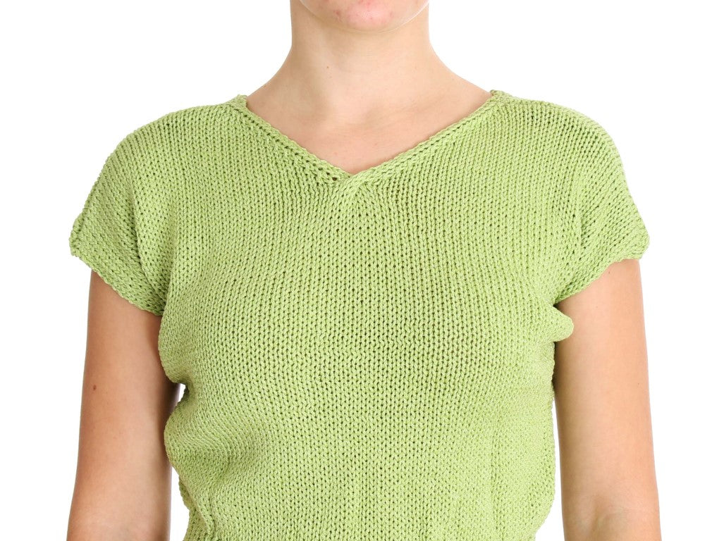 Green Cotton Blend Knitted Sweater