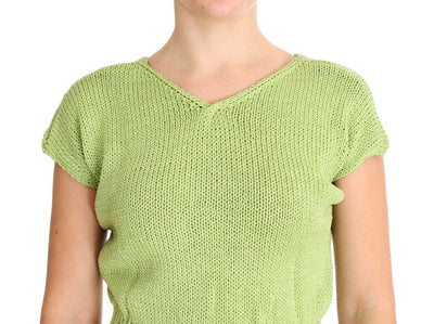 Green Cotton Blend Knitted Sweater