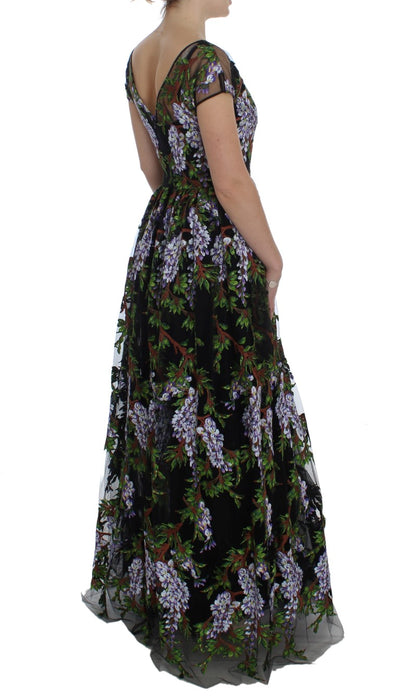 Black Floral Embroidered Full Maxi Dress