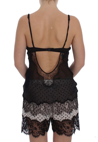 Black Silk Lace Babydoll Lingerie Top