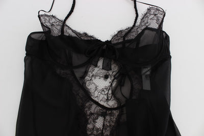 Black Silk Lace Babydoll Lingerie Top