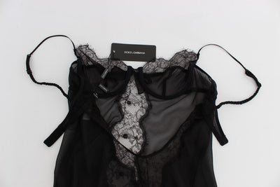 Black Silk Lace Babydoll Lingerie Top