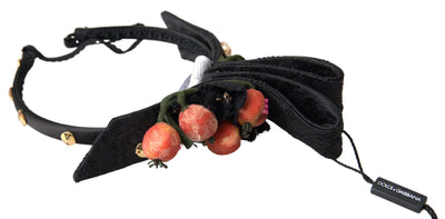 Black with multicolor Fig Fruit Crystal Tiara Diadem Headband