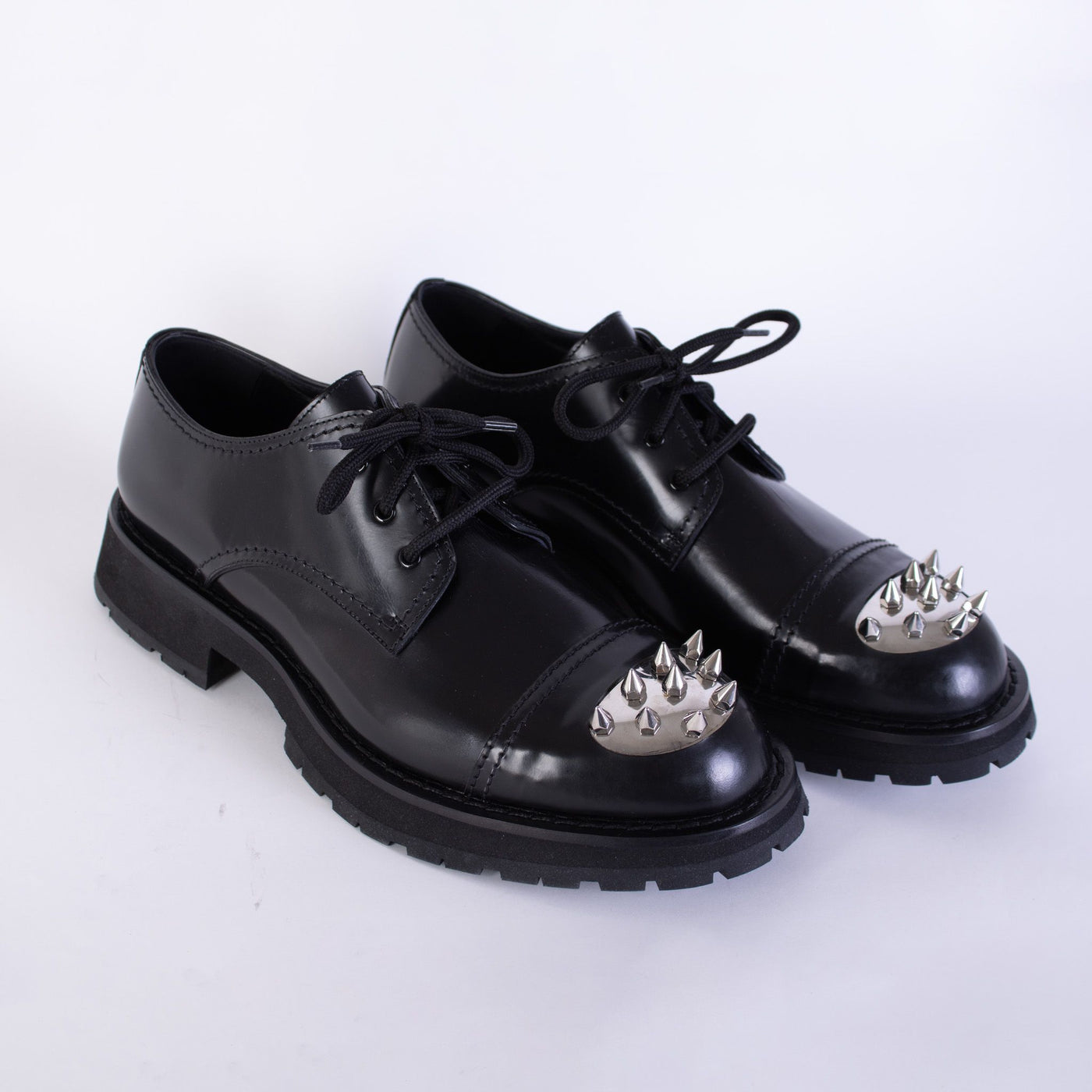 Studded Black Leather Derby Shoes