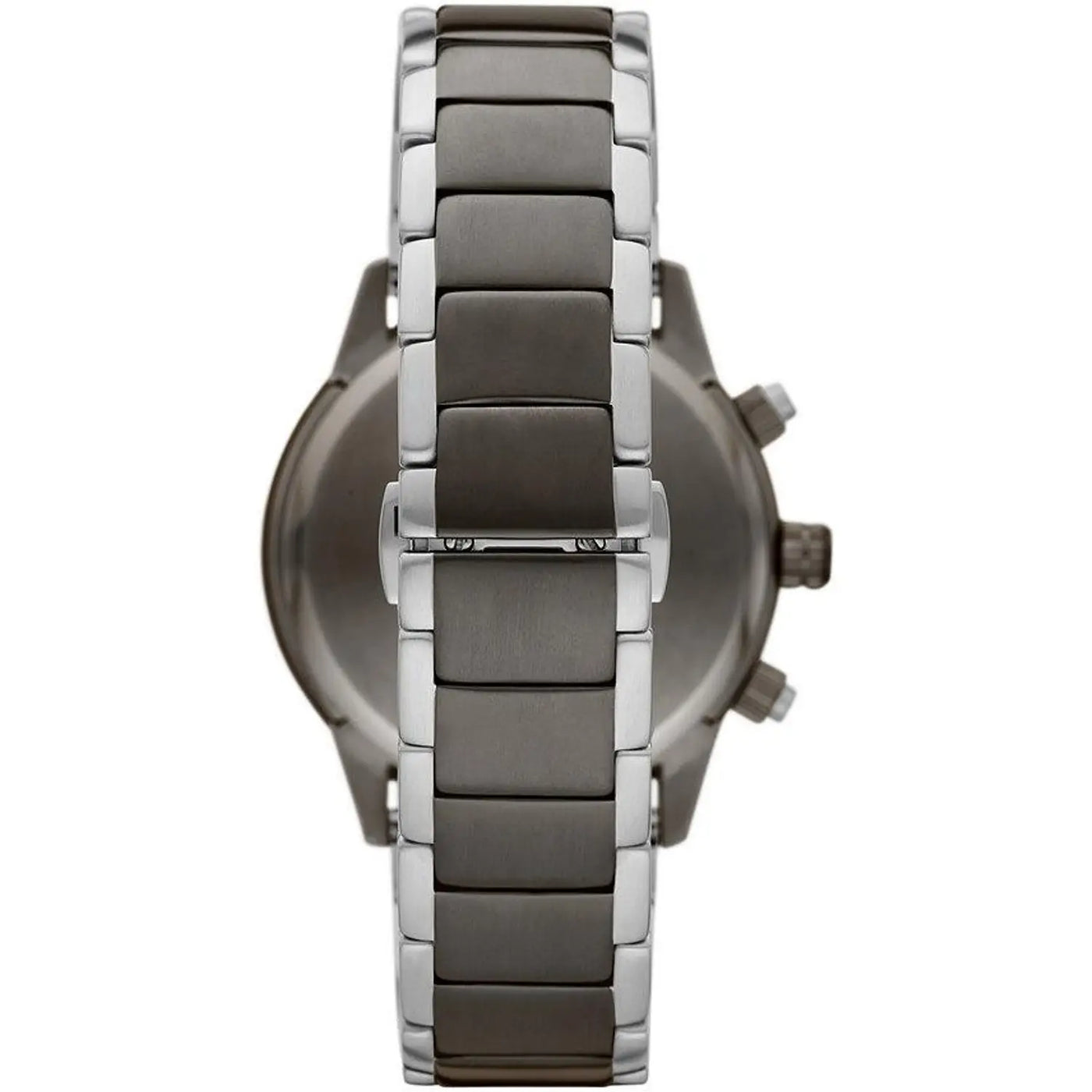 Silver and Black Steel Chronograph Watch