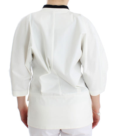 White Cotton Blend Oversized Blazer Jacket