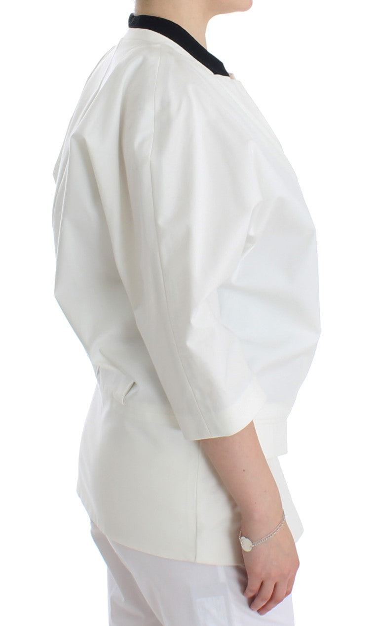 White Cotton Blend Oversized Blazer Jacket