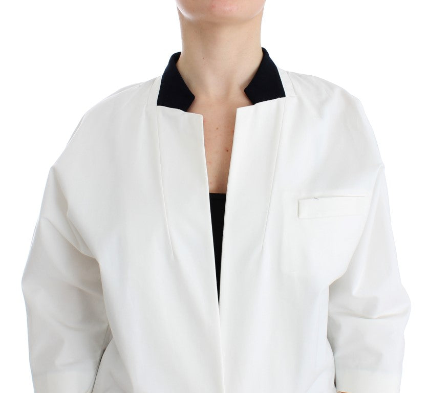 White Cotton Blend Oversized Blazer Jacket