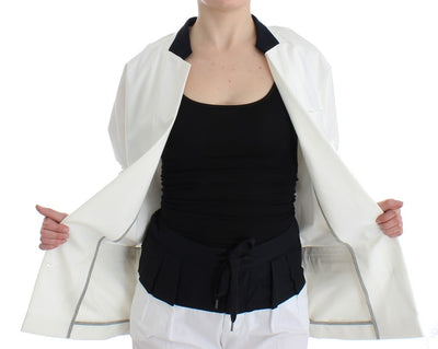 White Cotton Blend Oversized Blazer Jacket