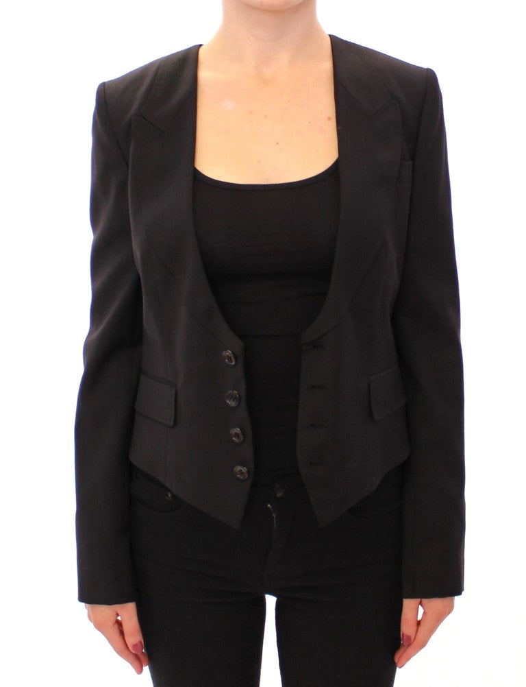 Black Silk Scarf Back Blazer Jacket