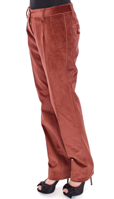 Brown Corduroys Straight Logo Casual Pants