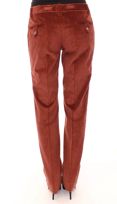 Brown Corduroys Straight Logo Casual Pants