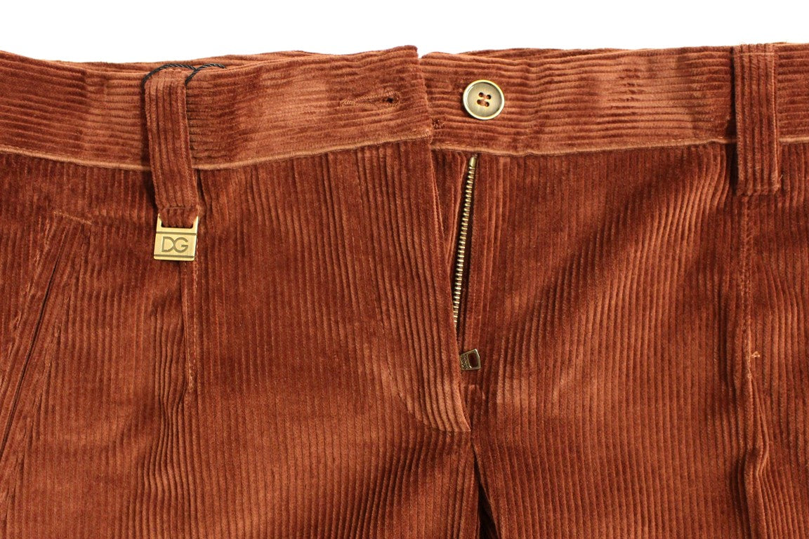 Brown Corduroys Straight Logo Casual Pants