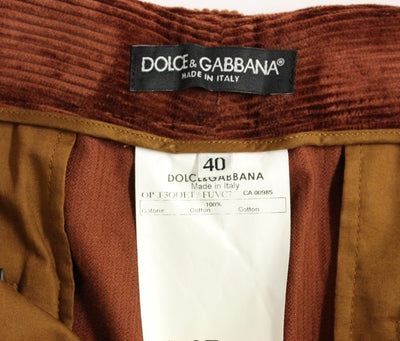 Brown Corduroys Straight Logo Casual Pants