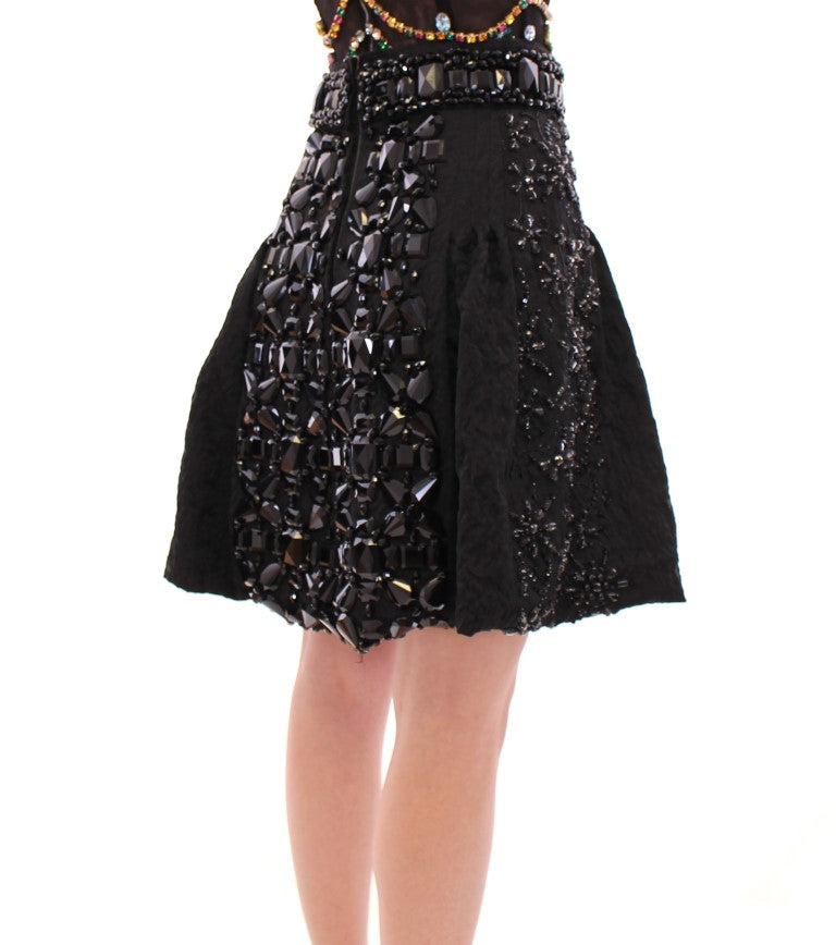 Black Crystal Handmade Above Knee Skirt