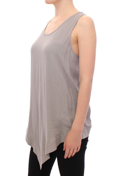 Gray Viscose Tank Top Shirt Blouse