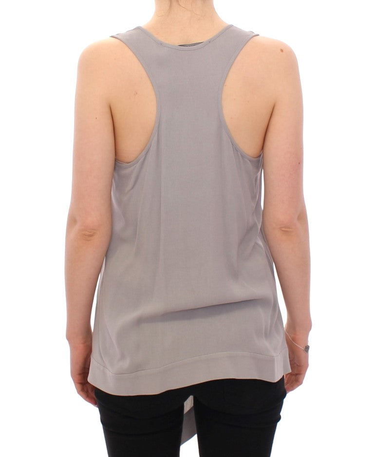 Gray Viscose Tank Top Shirt Blouse