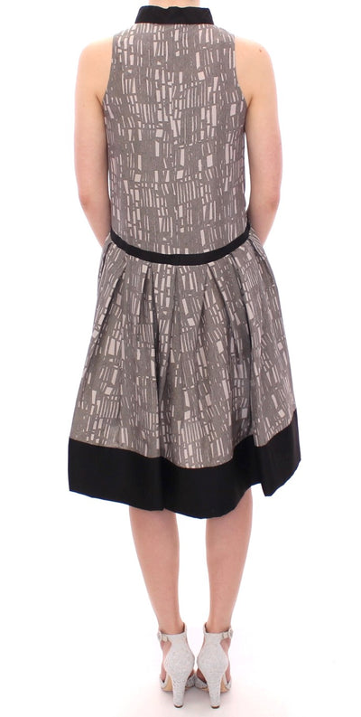 Black Gray Silk A-Line Shift Dress