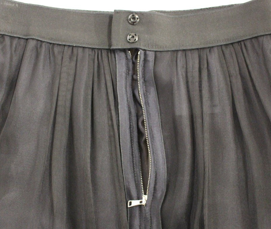 Black Silk Transparent Above Knees Skirt