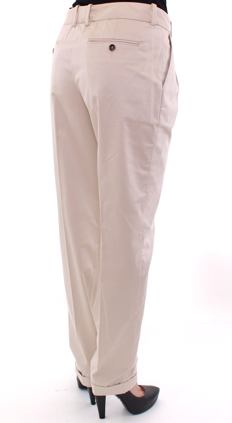 Beige Cotton Chinos Pants