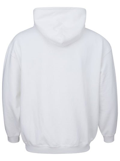 White Hooded Sweatshirt with Black Logo