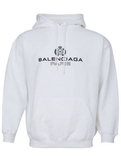 White Hooded Sweatshirt with Black Logo