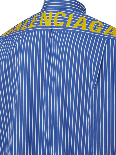 Blue Striped Shirt with Logo