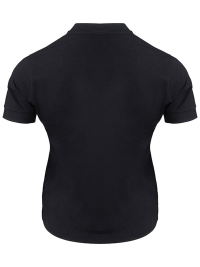 Black Viscose T-Shirt with White Logo