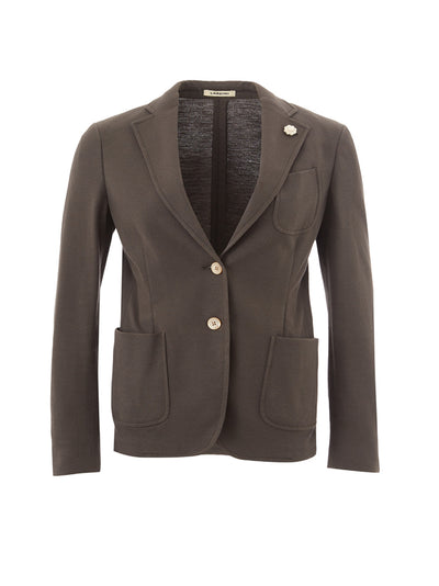 Taupe Two Bottons Cotton Jacket