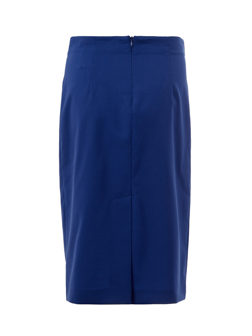 Blue Pencil Skirt in Wool