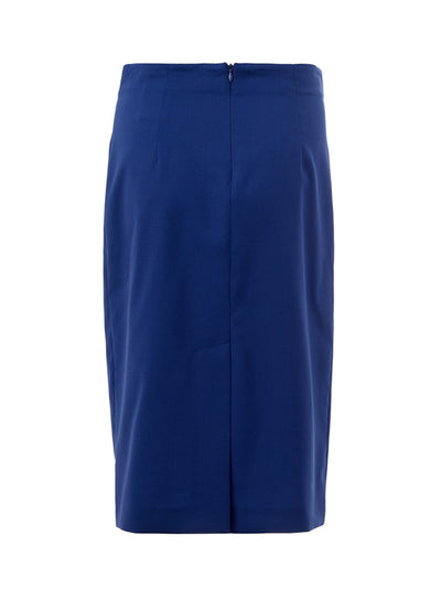 Blue Pencil Skirt in Wool