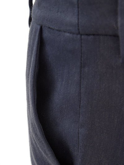 Blue Linen Blend  Chino Trousers